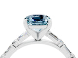 White gold Cushion Cut Aquamarine Solitaire with Side Baguettes and Channel Set Band_4