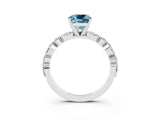White gold Cushion Cut Aquamarine Solitaire with Side Stones on a Pavé Band and Four-Prong Setting_3