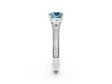 White gold Cushion Cut Aquamarine Split Shank Engagement Ring with Pavé Band_2