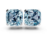 Silver 2.42 Carat Cushion Aquamarine Stud Earrings