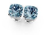Platinum 0.59 Carat Cushion Aquamarine Stud Earrings