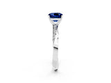 White gold Cushion Cut Blue Sapphire Engagement Ring with Side Stone Accents and Four-Prong Setting_26