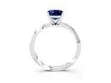 White gold Cushion Cut Blue Sapphire Engagement Ring with Side Stone Accents and Four-Prong Setting_27