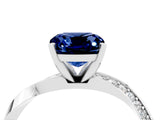 White gold Cushion Cut Blue Sapphire Engagement Ring with Side Stone Accents and Four-Prong Setting_28
