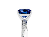 White gold Cushion Cut Blue Sapphire Engagement Ring with Side Stone Accents and Four-Prong Setting_29