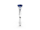 White gold Cushion Cut Blue Sapphire Engagement Ring with Side Stone Accents and Four-Prong Setting_29