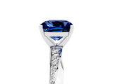 White gold Cushion Cut Blue Sapphire Engagement Ring with Side Stone Accents and Four-Prong Setting_32