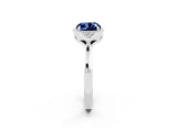 White gold Cushion Cut Blue Sapphire Halo Ring with Tapered Band and Four-Prong Setting_2