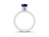 White gold Cushion Cut Blue Sapphire Milgrain Pavé Engagement Ring with Four-Prong Setting_15