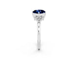 White gold Cushion Cut Blue Sapphire Ring with Side Stones and Four-Prong Setting_38