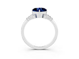 White gold Cushion Cut Blue Sapphire Ring with Side Stones and Four-Prong Setting_39