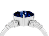 White gold Cushion Cut Blue Sapphire Ring with Side Stones and Four-Prong Setting_40