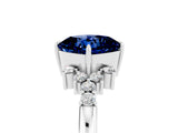 White gold Cushion Cut Blue Sapphire Ring with Side Stones and Four-Prong Setting_41