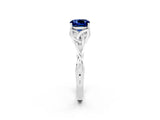 White gold Cushion Cut Blue Sapphire Solitaire Celtic Knot Ring with Four-Prong Setting_14