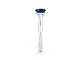 White gold Cushion Cut Blue Sapphire Solitaire Engagement Ring with Cathedral Setting and Four-Prong Mount_134