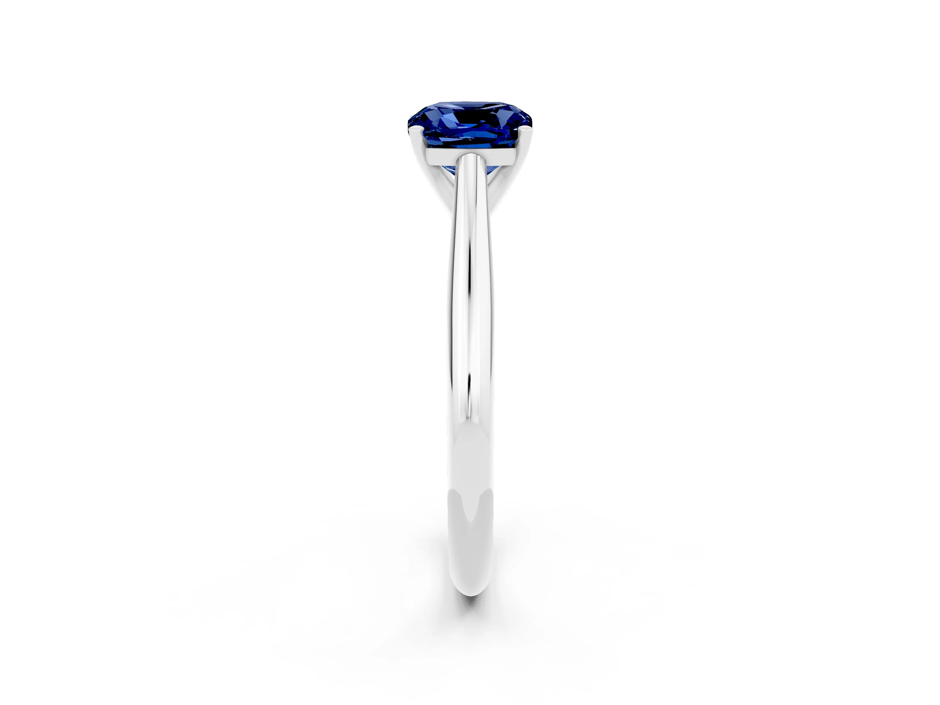 White gold Cushion Cut Blue Sapphire Solitaire Engagement Ring with Cathedral Setting and Four-Prong Mount_14