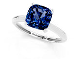 White gold Cushion Cut Blue Sapphire Solitaire Engagement Ring with Classic Band and Four-Prong Setting_13