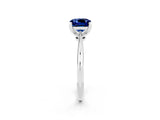 White gold Cushion Cut Blue Sapphire Solitaire Engagement Ring with Classic Band and Four-Prong Setting_14