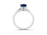 White gold Cushion Cut Blue Sapphire Solitaire Engagement Ring with Classic Band and Four-Prong Setting_15