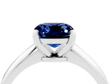 White gold Cushion Cut Blue Sapphire Solitaire Engagement Ring with Classic Band and Four-Prong Setting_16