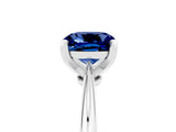 White gold Cushion Cut Blue Sapphire Solitaire Engagement Ring with Classic Band and Four-Prong Setting_17