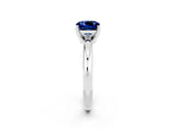 White gold Cushion Cut Blue Sapphire Solitaire Engagement Ring with Round Band and Four-Prong Setting_2