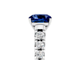 White gold Cushion Cut Blue Sapphire Solitaire Ring with Cathedral Setting and Pavé Band_5