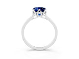 White gold Cushion Cut Blue Sapphire Solitaire Ring with Flower Prong Setting and Classic Band_75