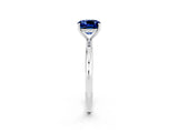 White gold Cushion Cut Blue Sapphire Solitaire Ring with Thin Band and Four-Prong Setting_2