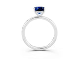 White gold Cushion Cut Blue Sapphire Solitaire Ring with Thin Band and Four-Prong Setting_3