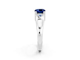 White gold Cushion Cut Blue Sapphire Solitaire Ring with Wide Band and Prong Setting_2