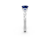 White gold Cushion Cut Blue Sapphire Solitaire Twist Band Prong Setting Ring_62