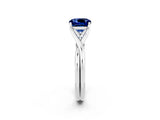 White gold Cushion Cut Blue Sapphire Solitaire Twist Band Prong Setting Ring_69