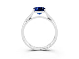 White gold Cushion Cut Blue Sapphire Solitaire Twist Band Prong Setting Ring_69