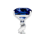 White gold Cushion Cut Blue Sapphire Solitaire Twisted Band with Round  Accents and Prong Setting_17