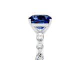 White gold Cushion Cut Blue Sapphire Solitaire with Side Stones on a Pavé Band and Four-Prong Setting_5