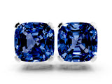 Silver 2.49 Carat Cushion Blue Sapphire Stud Earrings