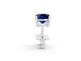 Silver 2.49 Carat Cushion Blue Sapphire Stud Earrings