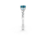 White gold Cushion Cut Blue Topaz Cluster Side Stone Solitaire Ring with Prong Setting_26