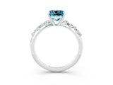 White gold Cushion Cut Blue Topaz Cluster Side Stone Solitaire Ring with Prong Setting_27