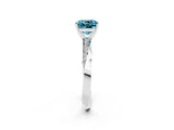 White gold Cushion Cut Blue Topaz Engagement Ring with Side Stone Accents and Four-Prong Setting_26