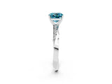 White gold Cushion Cut Blue Topaz Engagement Ring with Side Stone Accents and Four-Prong Setting_29