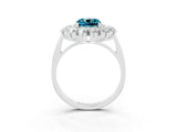 White gold Cushion Cut Blue Topaz Floral Double Halo Engagement Ring with Prong Setting_39