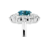White gold Cushion Cut Blue Topaz Floral Double Halo Engagement Ring with Prong Setting_41