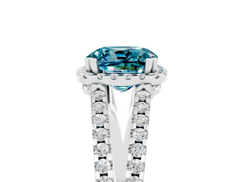 White gold Cushion Cut Blue Topaz Halo Split Shank Engagement Ring_17