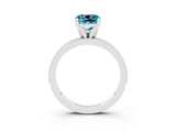 White gold Cushion Cut Blue Topaz Milgrain Pavé Engagement Ring with Four-Prong Setting_15