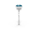 White gold Cushion Cut Blue Topaz Ring with Side Stones and Four-Prong Setting_38