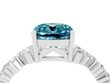 White gold Cushion Cut Blue Topaz Scattered Round Accent Ring with Prong Setting_40