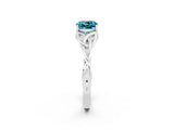 White gold Cushion Cut Blue Topaz Solitaire Celtic Knot Ring with Four-Prong Setting_14