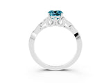 White gold Cushion Cut Blue Topaz Solitaire Celtic Knot Ring with Four-Prong Setting_15